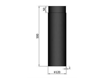 0,5 meter 2mm staal enkelwandig 120 de kachelerij