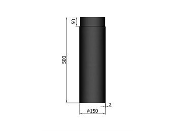 500mm kachelpijp 150 2mm staal kachelerij