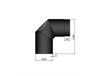 bocht 120 90 graden 2 mm staal zwart