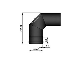 bocht 90 graden 100mm  zwart dik staal