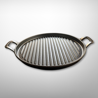 Grill plaat rond met handvaten