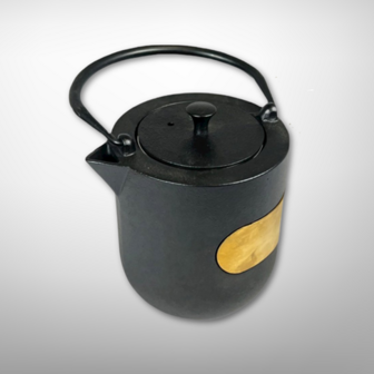 Theeketel Gietijzer Zwart/Goud1 liter