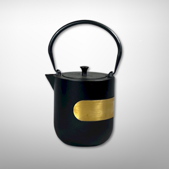 Theeketel Gietijzer Zwart/Goud 1 liter Ja De Kachelerij