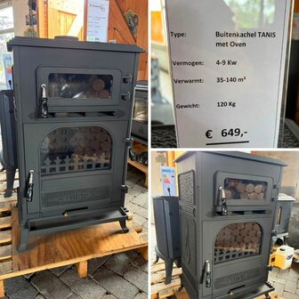 Tweedehands Buitenkachel Gietijzer Tanis met oven