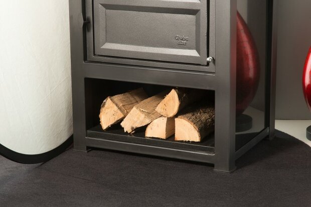 Gietijzeren houtkachel Luna 2 H houtvak detail Globe Fire