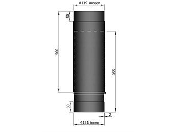 Uitschuifbare Kachelpijp TT 590-910mm Ø 120 mm 2mm staal zwart