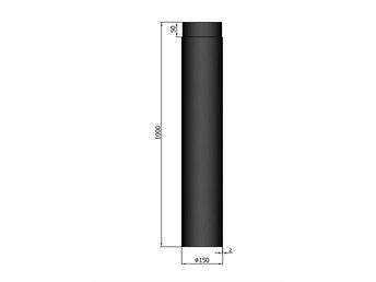 1 Meter Kachelpijp TT Ø 150 mm 2mm staal zwart