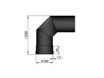 Bocht 90 graden TT Ø 100 mm 0,6 mm staal zwart